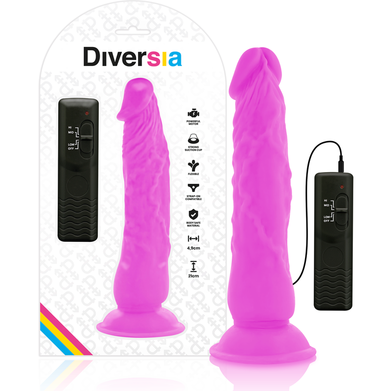 Dildo Vibrante Diversia Flessibile 21 Cm – Viola