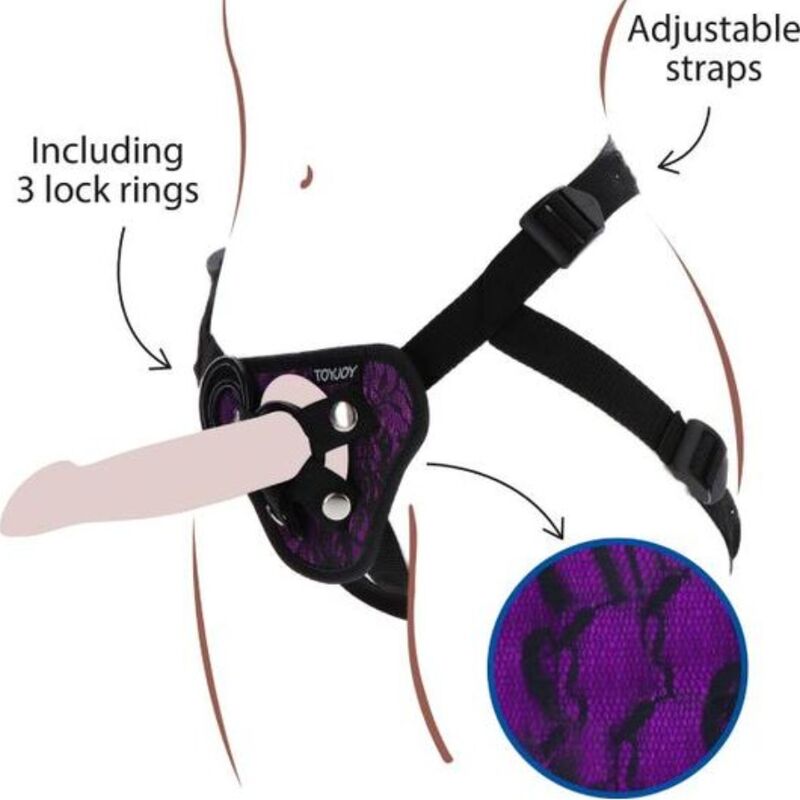 Imbragatura per Dildo In Pizzo con Cinturino Viola Imbragatura per Dildo In Pizzo con Cinturino Viola