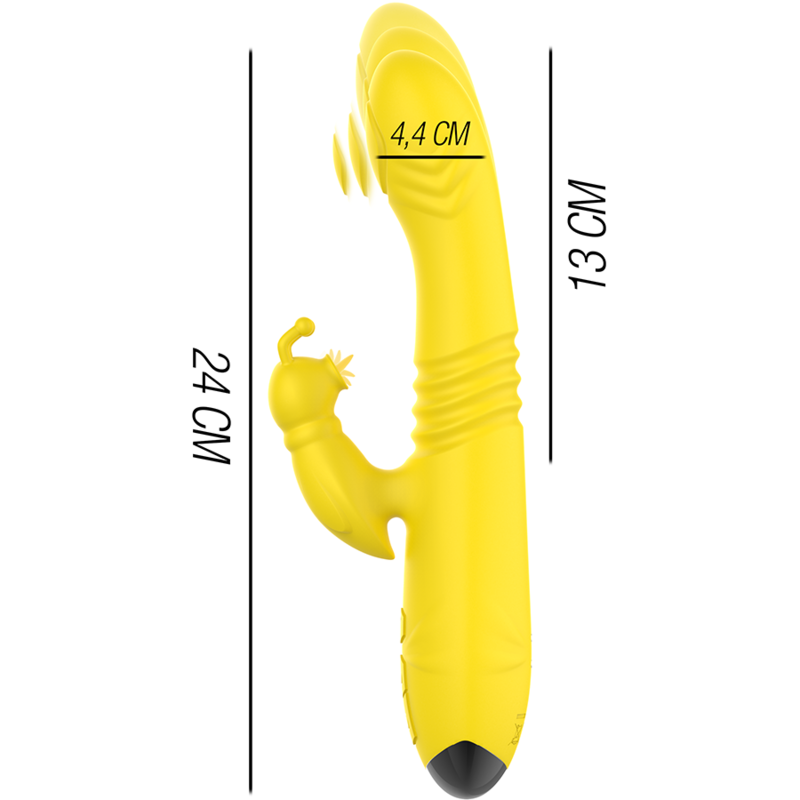 Vibratore Multifunzione Toky Up & Down con Stimolatore Clitorale Giallo 3 Vibratore Multifunzione Toky Up & Down con Stimolatore Clitorale Giallo 3