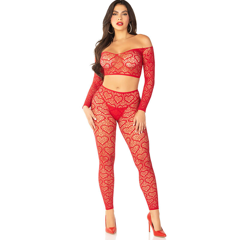 Completo Sexy Leg Avenue Crop Top e Calze Rosso Taglia Unica Completo Sexy Leg Avenue Crop Top e Calze Rosso Taglia Unica