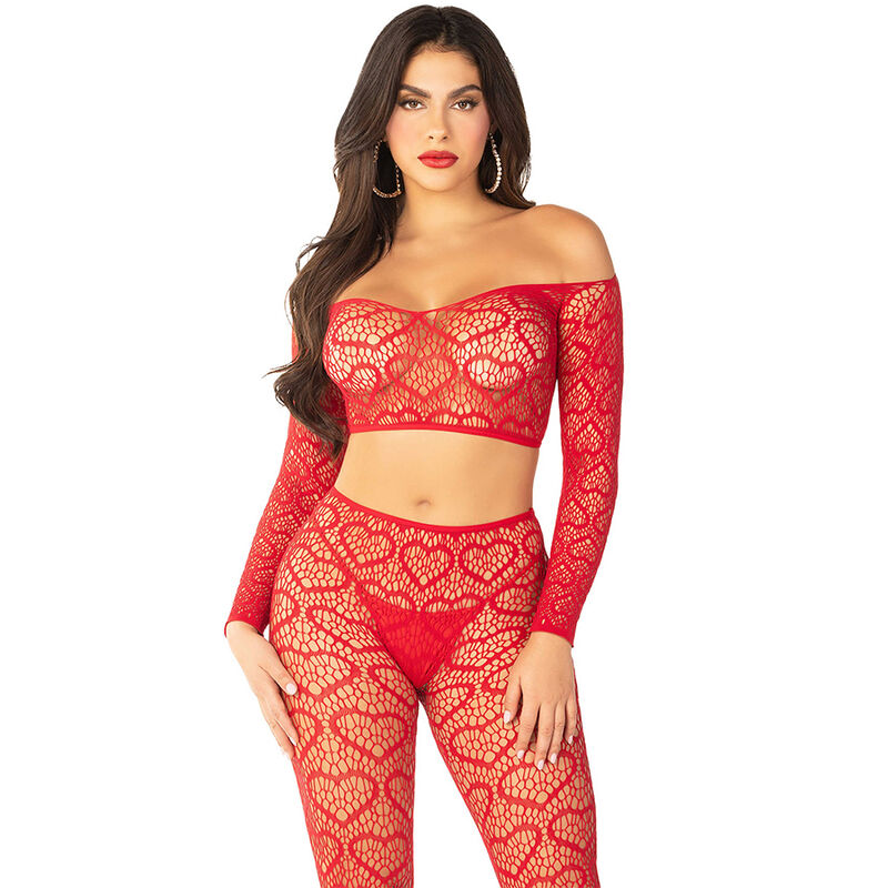 Completo Sexy Leg Avenue Crop Top e Calze Rosso Taglia Unica 2 Completo Sexy Leg Avenue Crop Top e Calze Rosso Taglia Unica 2