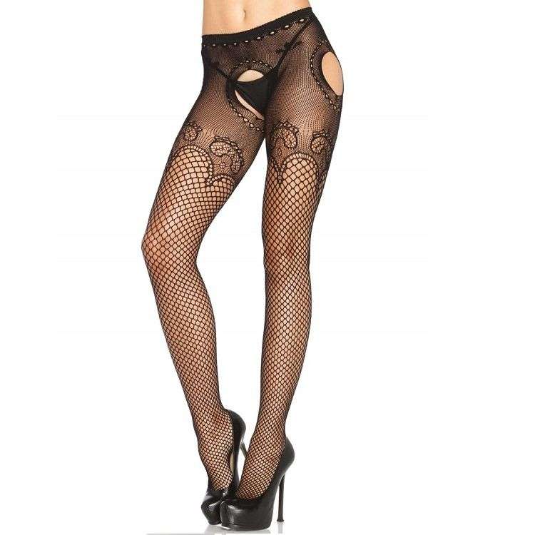 Collant donna Sexy Nere con Ricami – Leg Avenue 12 Collant donna Sexy Nere con Ricami – Leg Avenue 12