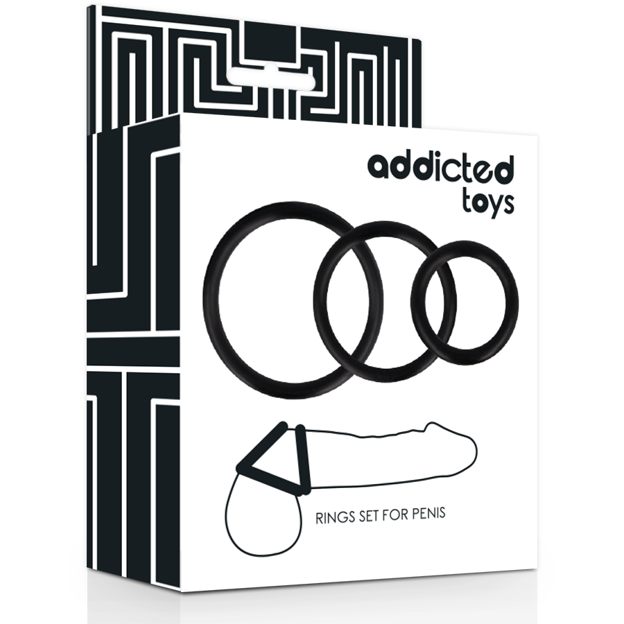 Anelli Fallici Set da 3 pezzi nero – Addicted Toys Anelli Fallici Set da 3 pezzi nero – Addicted Toys
