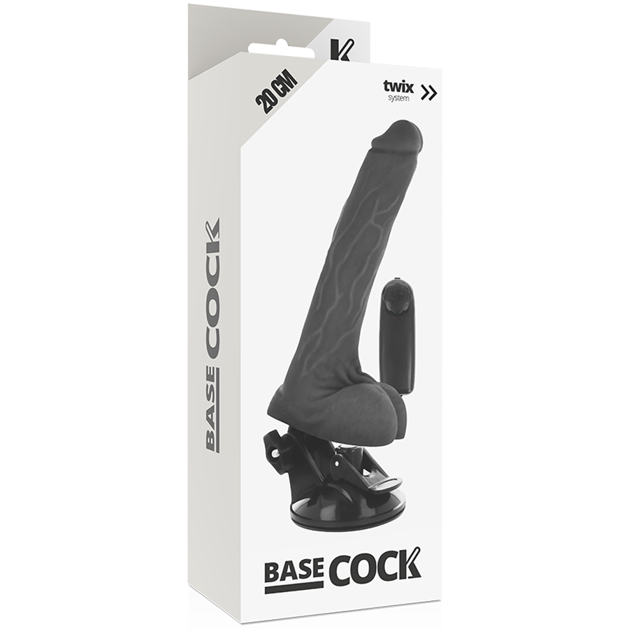 Vibratore Nero Reale con Telcomando e Ventosa 20 cm – BaseCock 5 Vibratore Nero Reale con Telcomando e Ventosa 20 cm – BaseCock 5