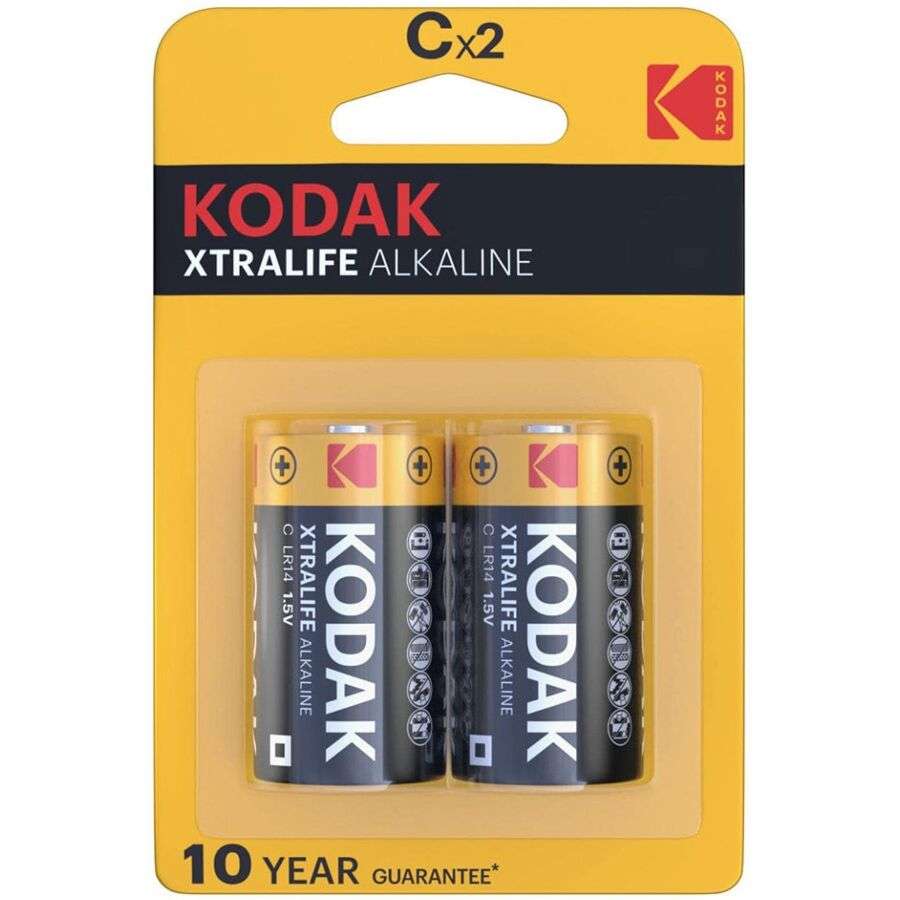Batterie Alcaline Kodak Xtralife C 2 Unità Batterie Alcaline Kodak Xtralife C 2 Unità