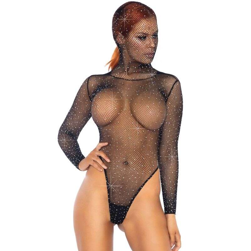 Body Sexy Leg Avenue Kink Teddy Net con Brillantini e Cappuccio Nero Body Sexy Leg Avenue Kink Teddy Net con Brillantini e Cappuccio Nero