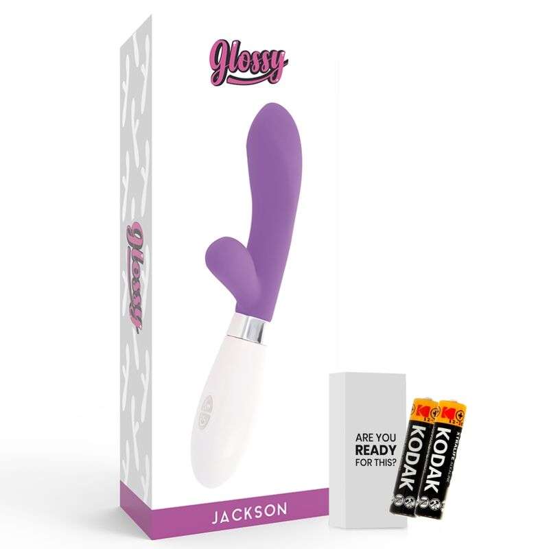Vibratore Rabbit Glossy Jackson colore Viola e Bianco Vibratore Rabbit Glossy Jackson colore Viola e Bianco