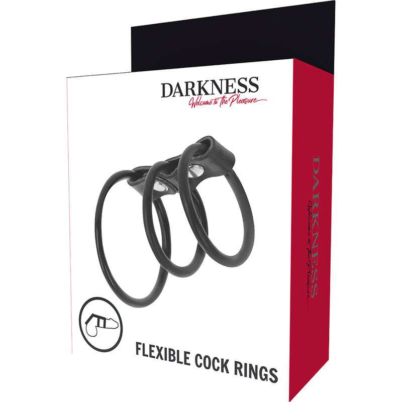 Anello per Pene Triplo Darkness Flexible 3 Anello per Pene Triplo Darkness Flexible 3