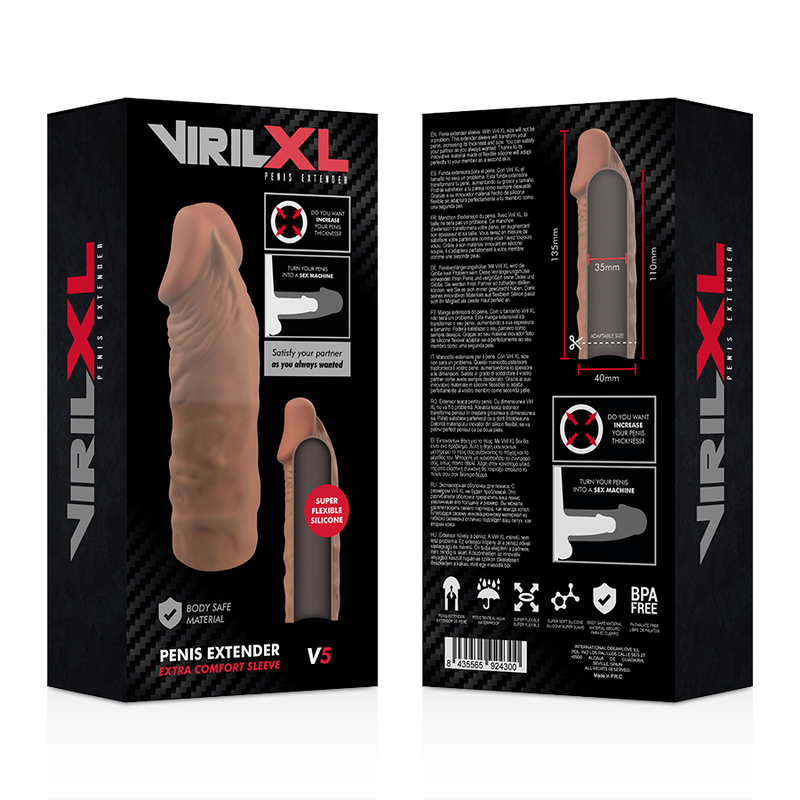 Estensore Pene in Silicone Liquido – Virilxl Extension V5 Marrone 7 Estensore Pene in Silicone Liquido – Virilxl Extension V5 Marrone 7