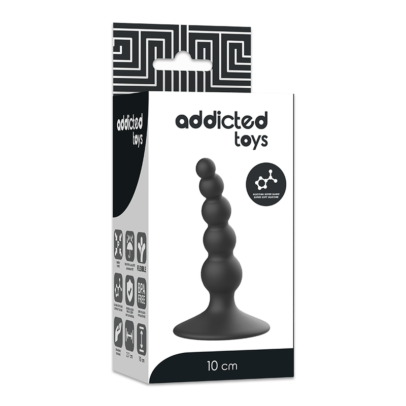 Plug Anale con Sfere Addicted 10 cm Nero 2 Plug Anale con Sfere Addicted 10 cm Nero 2