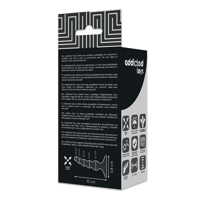 Plug Anale con Sfere Addicted 10 cm Nero 3 Plug Anale con Sfere Addicted 10 cm Nero 3