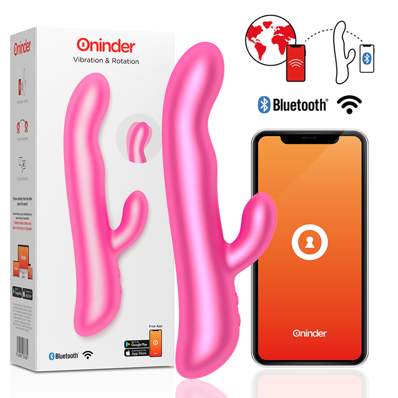 Vibratore Rabbit Oninder con Rotazione Rosa e App Gratuita