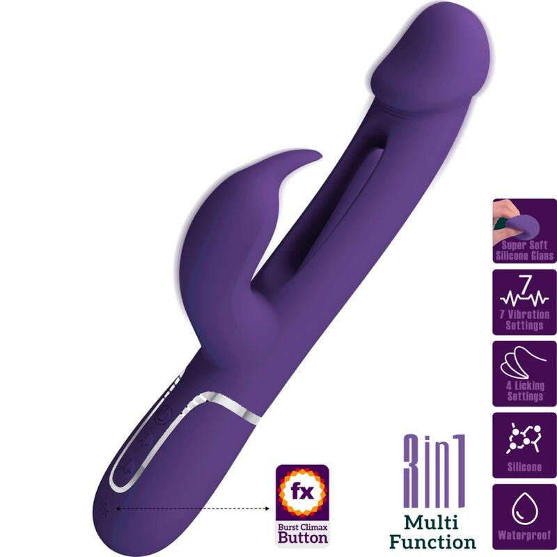 Vibratore Multifunzione Pretty Love Kampas Rabbit 3 In 1 Viola