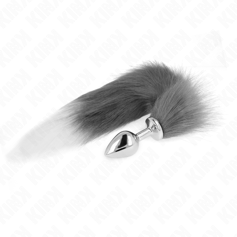 Plug Anale M Con Coda Kink 8 X 3,5 Cm 40 Cm Grigio E Bianco Plug Anale M Con Coda Kink 8 X 3,5 Cm 40 Cm Grigio E Bianco