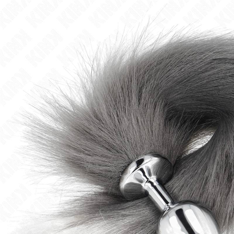 Plug Anale M Con Coda Kink 8 X 3,5 Cm 40 Cm Grigio E Bianco 4 Plug Anale M Con Coda Kink 8 X 3,5 Cm 40 Cm Grigio E Bianco 4