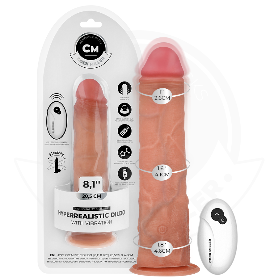 Dildo Realistico Vibrante con Ventosa e Telecomando 20,5 Cm – CockMiller