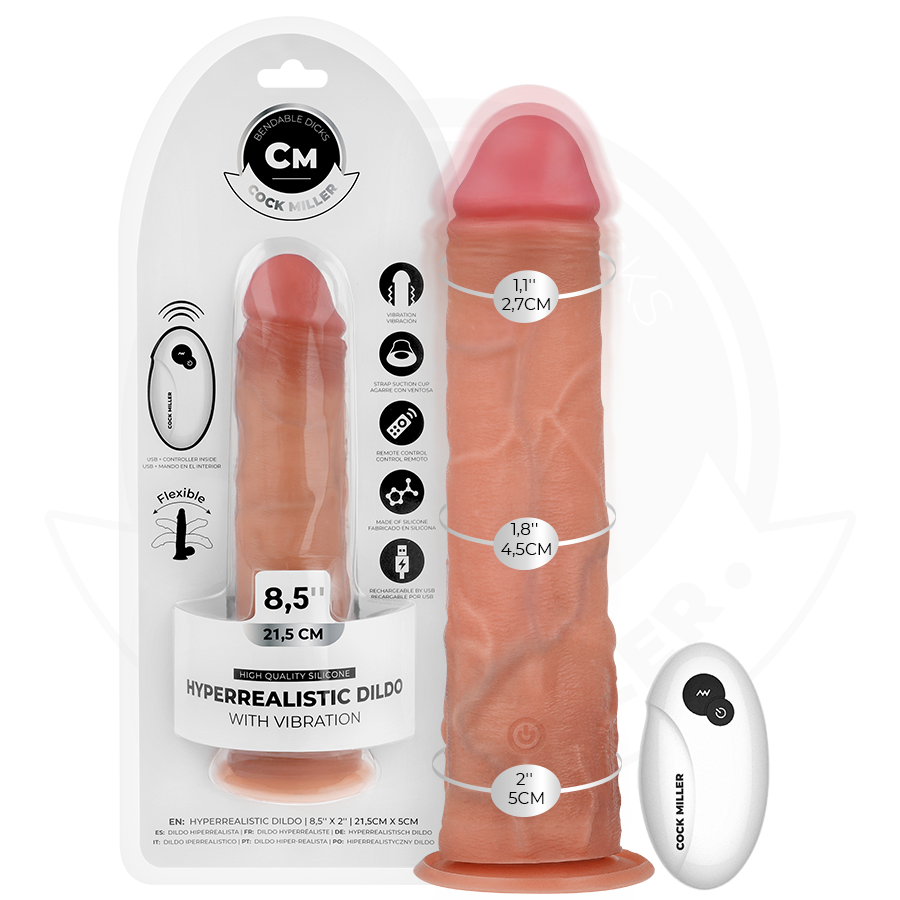 Dildo Realistico Con Ventosa e Vibrazione a Telecomando 21,5 Cm – CockMiller