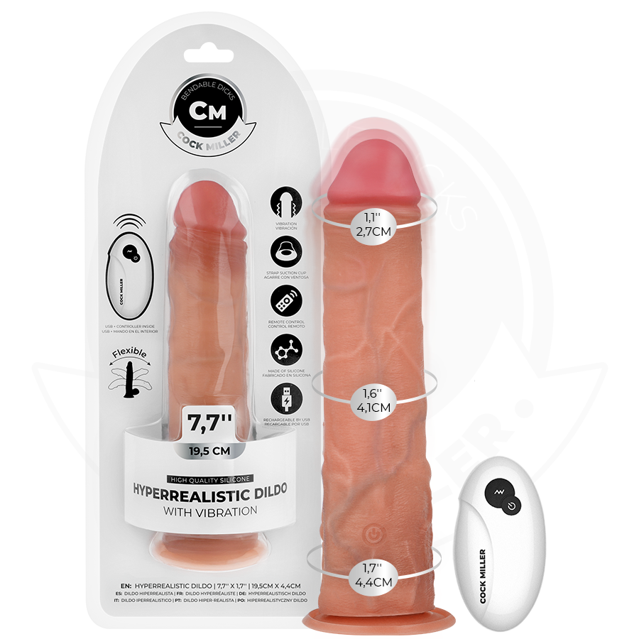 Dildo Realistico con Ventosa e Vibrazione Telecomando 19,5 Cm – Cockmiller